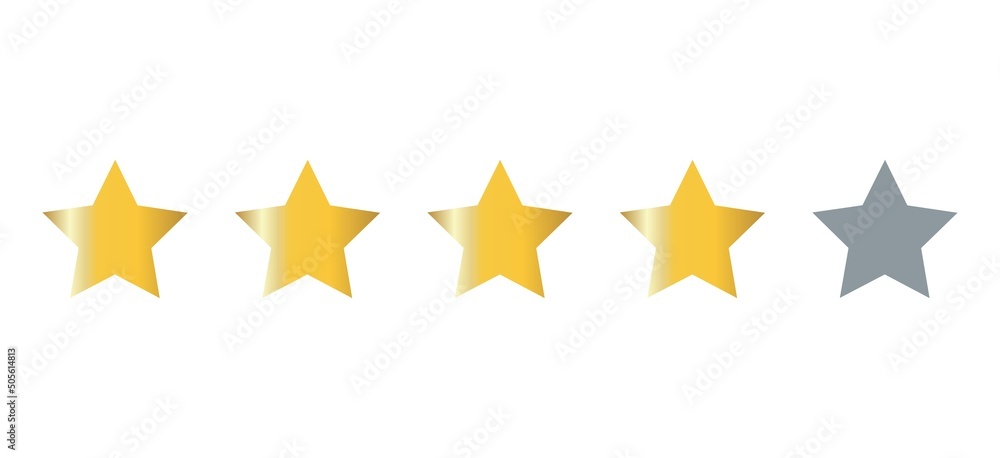 Four gold stars quality icon isolated on white background Four gold stars quality icon isolated on white background