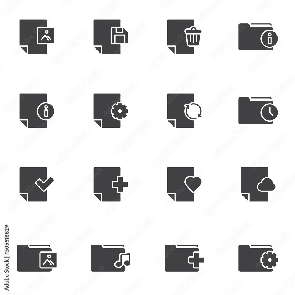 Folders and files vector icons set Folders and files vector icons set