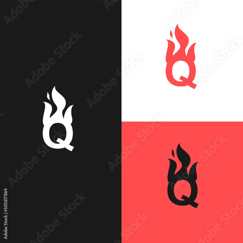 LetterQ and fire flames logo set design. logo can be used as symbols, brand identity, company logo, icons, or others. photo