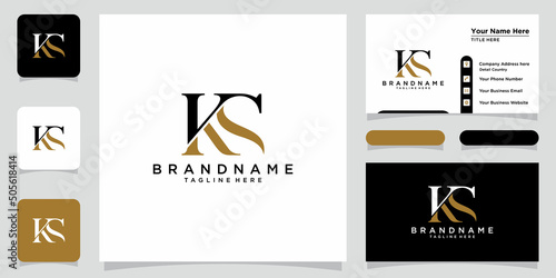 Alphabet letters Initials Monogram logo KS with business card design