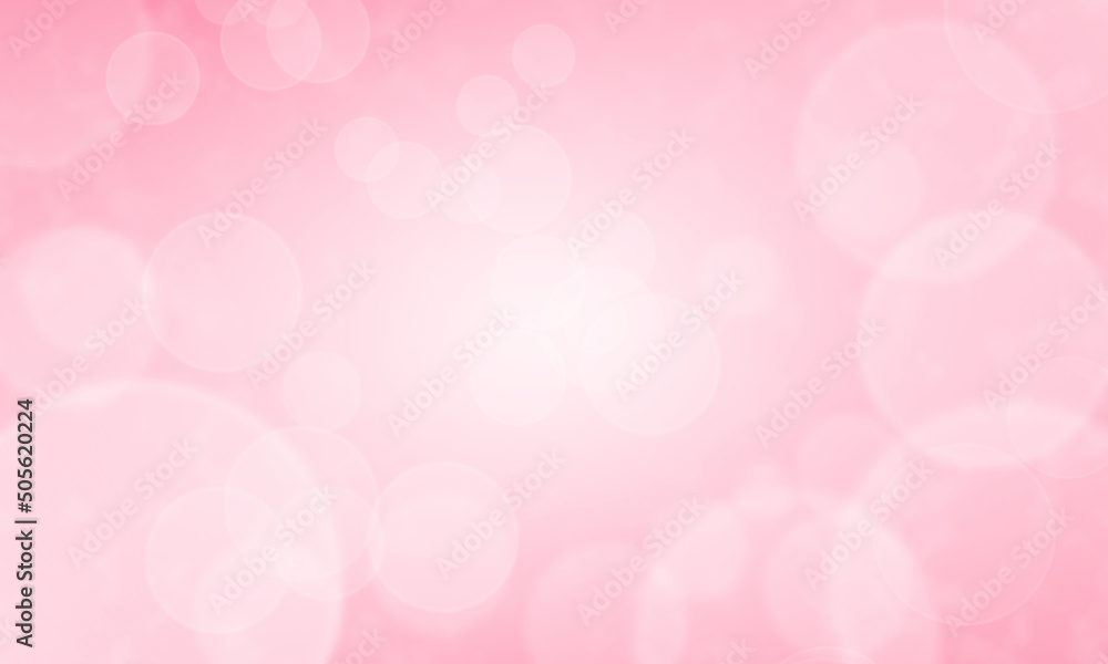 Abstract Beautiful White Bokeh Lights Circles. Pink Texture Background. Defocused Wallpaper, Celebration Christmas Love Backdrop.	