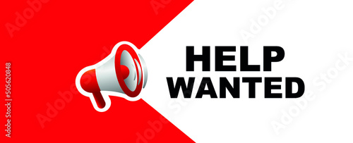 Help wanted sign on white background