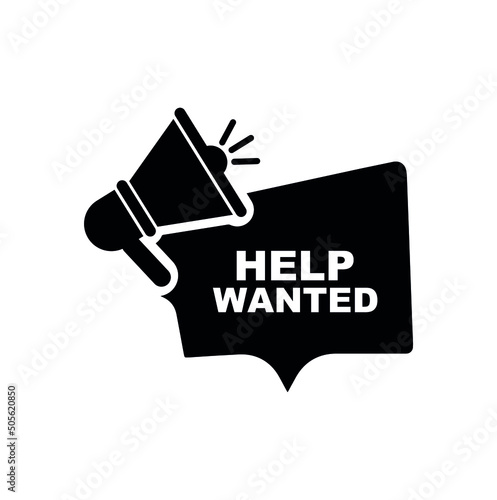 Help wanted sign on white background