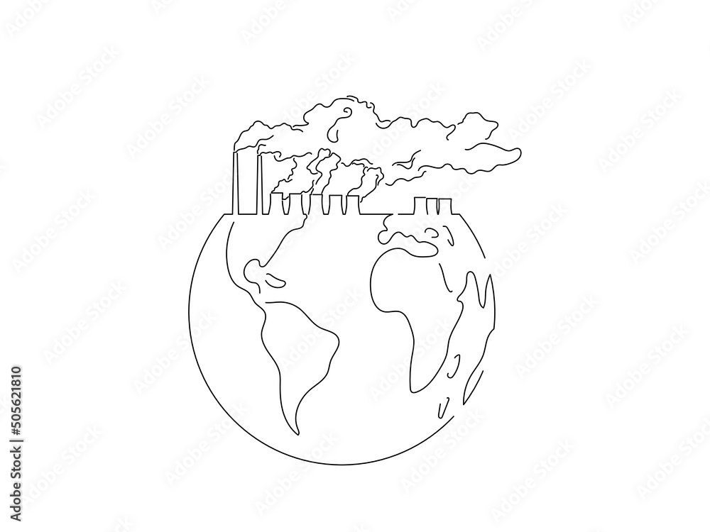 Continuous one line drawing young astronaut being chased by globe. Afraid  about climate change and ecological destruction on earth. Cosmonaut outer  space. Single line draw design vector illustration 33134686 Vector Art at