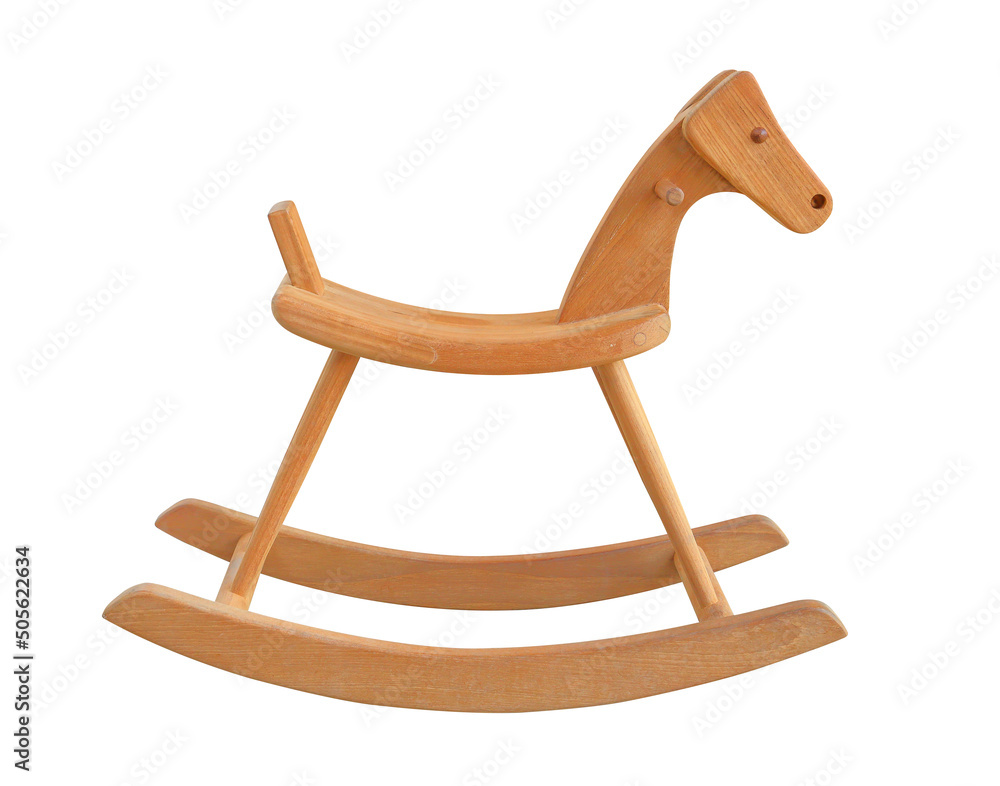 Φωτογραφία Wooden horse toy for kids to ride isolated on white background with clipping pat