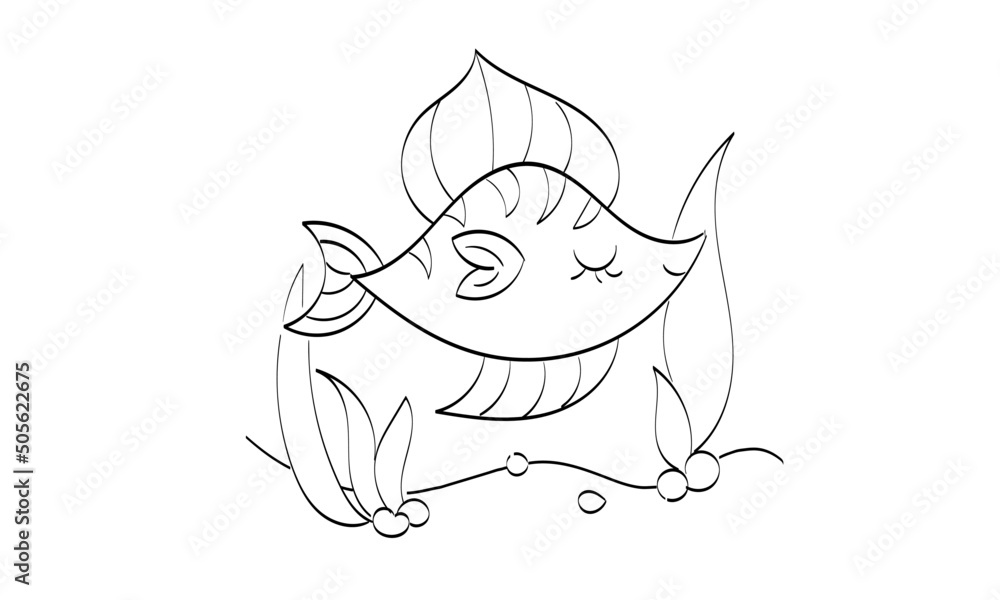 Obraz premium Fish Coloring page for kids and kids at heart. Printable design. 