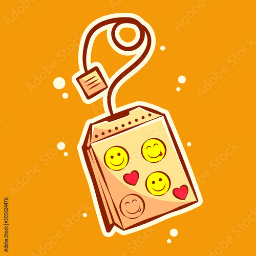 teabag with emoticon art cartoon illustration vector