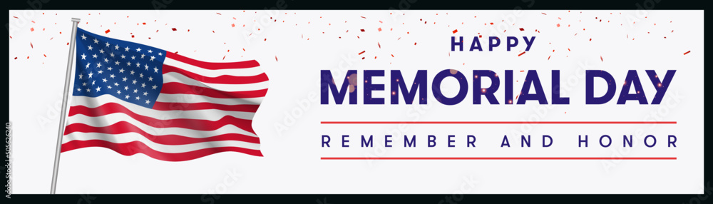 USA Memorial Day greeting card template set with brush stroke background in United States national flag colors. Vector illustration. Remember and honor. USA Memorial Day greeting card template set with brush stroke background in United States national flag colors. Vector illustration. Remember and honor.