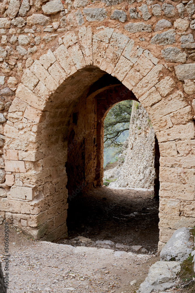 Door in the Torre del Homenaje, entrance to the ruins of the castle of Alaró