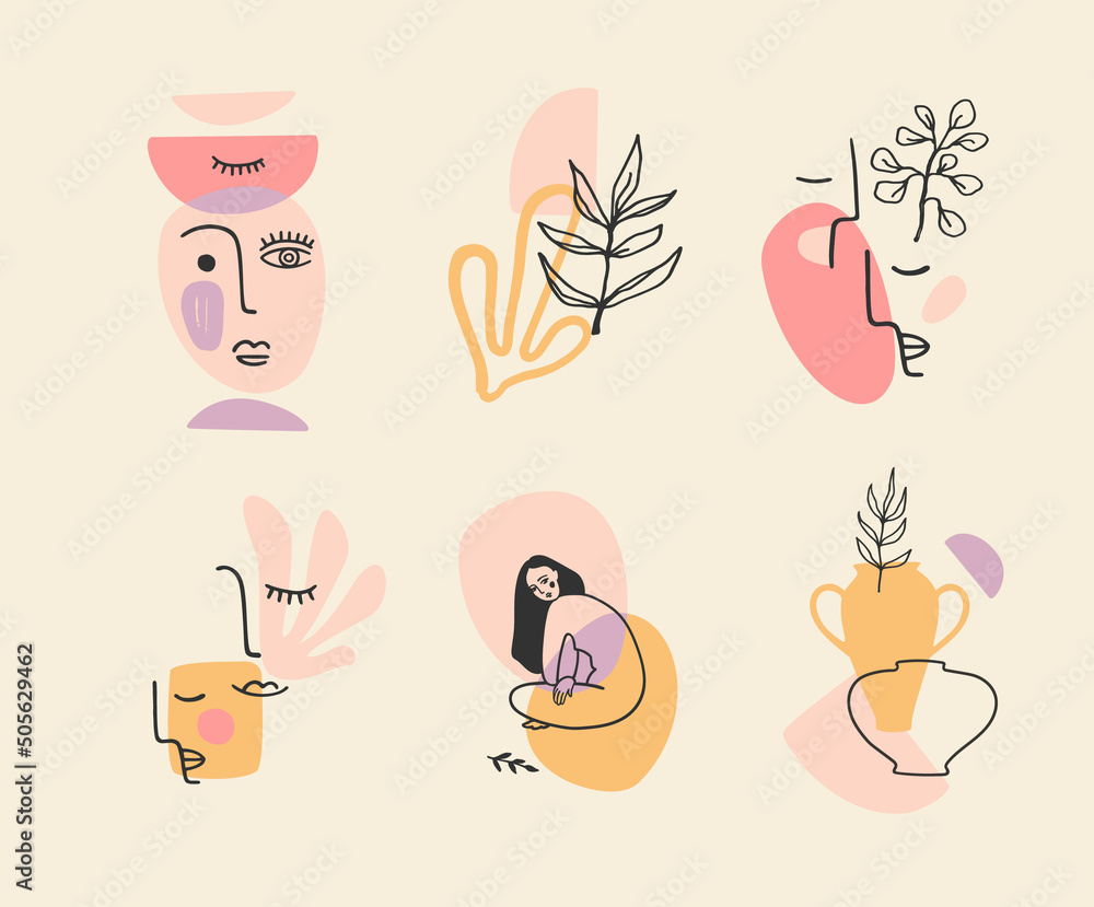 Set of Contemporary compositions. Line art. Modern vector design for logo, branding, t-shirt, posters, cards and more Set of Contemporary compositions. Line art. Modern vector design for logo, branding, t-shirt, posters, cards and more