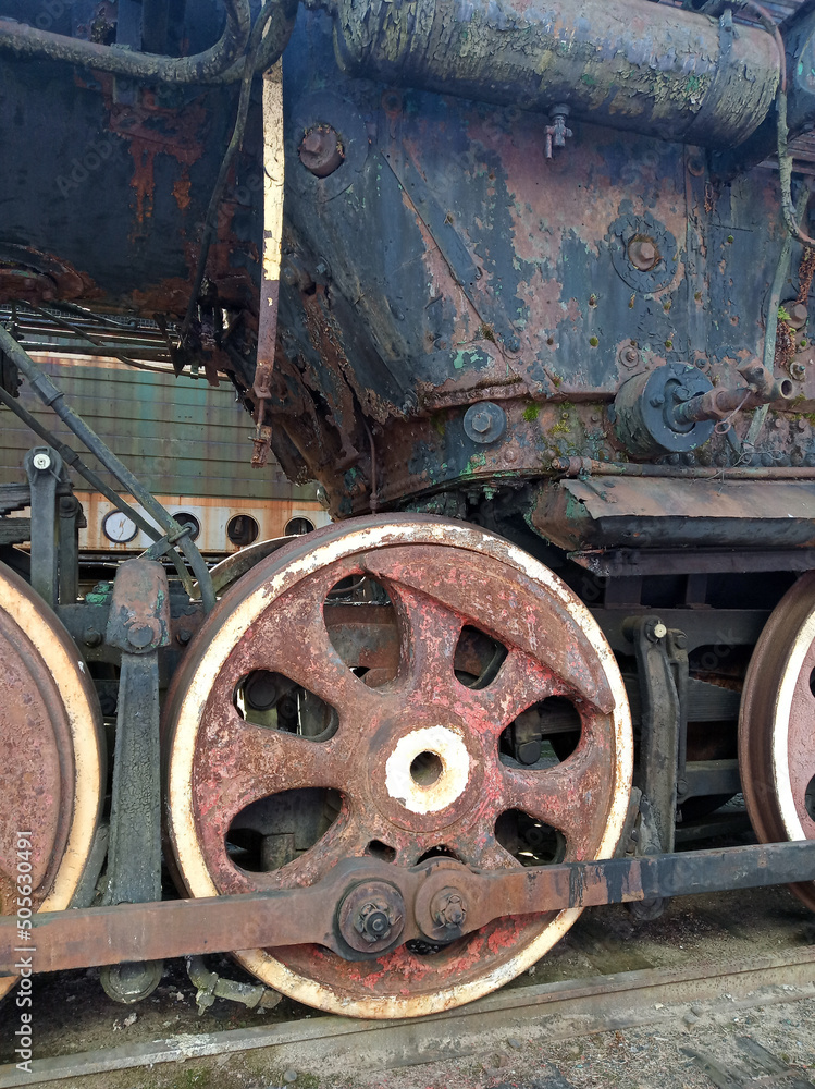 Wheels of old retro train