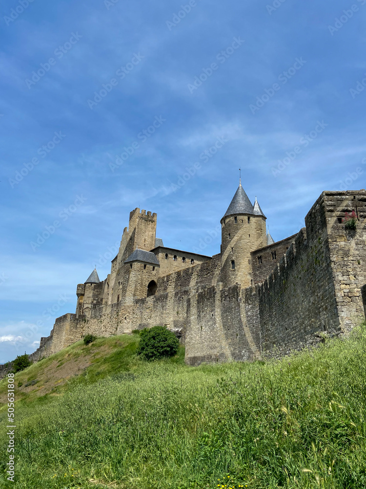 Rempart de la cité médiéval de Carcassonne, Occitanie