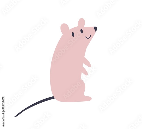 Cute baby mouse. Happy funny rodent with smiling face. Amusing lovely little ...
