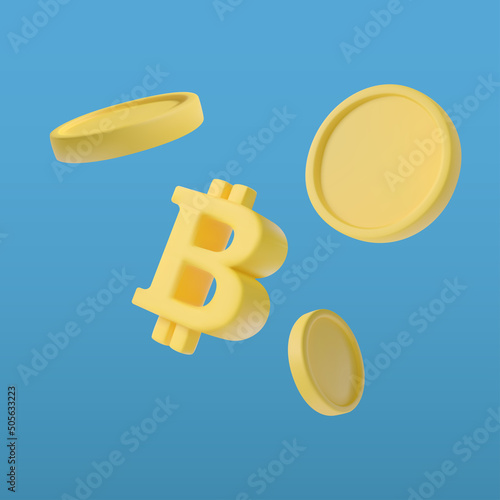 The scorching sign of bitcoin with 3d coins