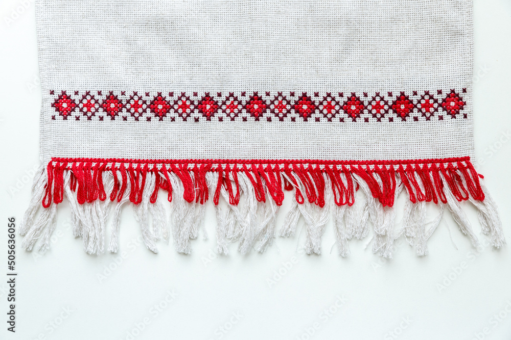 Ταπετσαρία Traditional ukrainian embroidery on ukrainian rushnyk, made of linen cloth