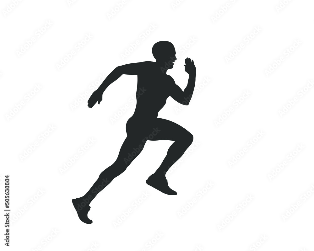 Running man silhouette icon shape symbol. Sport athlete people sign logo. Vector illustration image. Isolated on white background.