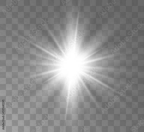 White Light Effect Transparent Background Vector Illustration Decoration Bright Star 