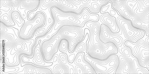 Abstract background with vector monochrome seamless pattern, curved lines, black & white background. Topographic background and texture Wavy backdrop. Cardboard.