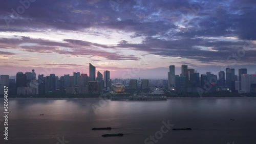 Wallpaper Mural aerial view of modern cityscape of hangzhou at twilight
 Torontodigital.ca