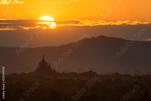 An old pagoda at sunset in Bagan, Myanmar