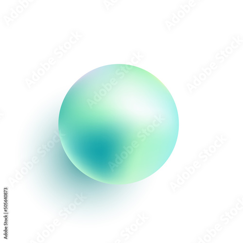 Vector isolated volumetric glossy ball or pearl with shadow.