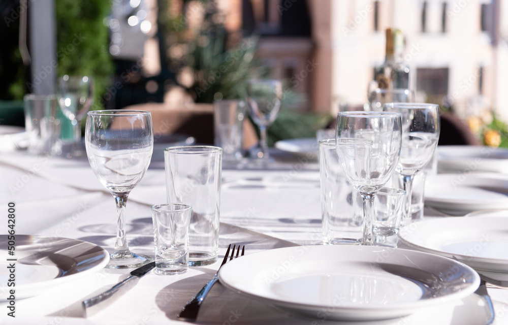 Table setting in a restaurant