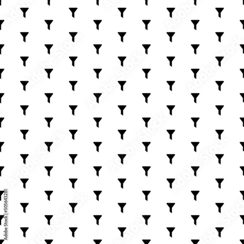 Square seamless background pattern from black funnel symbols. The pattern is evenly filled. Vector illustration on white background