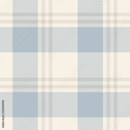 Plaid pattern texture for spring summer autumn winter in soft pale cashmere blue and beige. Seamless large light herringbone tartan check for flannel shirt, skirt, scarf, blanket, duvet cover, throw.
