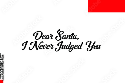 Cursive Calligraphy Text Sign Dear Santa, I Never Judged You