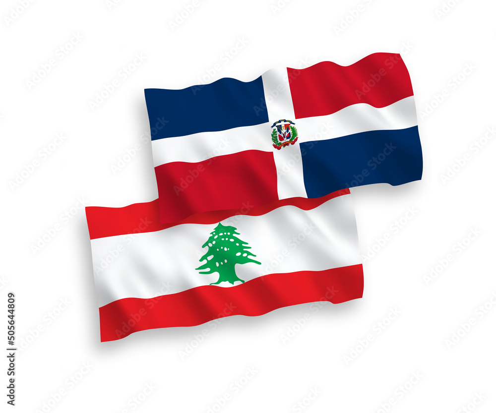 Flags of Dominican Republic and Lebanon on a white background Flags of Dominican Republic and Lebanon on a white background