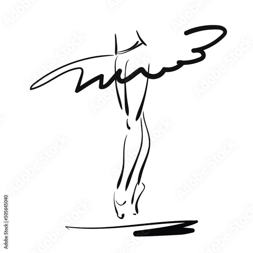 art sketched legs of beautiful young ballerina in the ballet pose