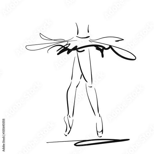 art sketched legs of beautiful young ballerina in the ballet pose