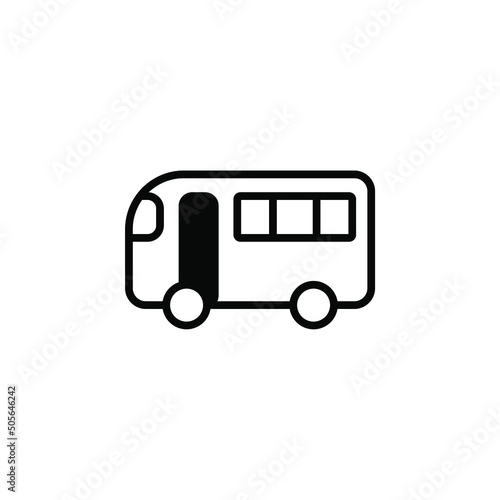 Bus, Autobus, Public, Transportation Solid Line Icon Vector Illustration Logo Template. Suitable For Many Purposes.