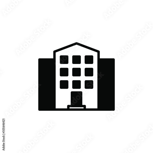 Hotel, Apartment, Townhouse, Residential Solid Line Icon Vector Illustration Logo Template. Suitable For Many Purposes.