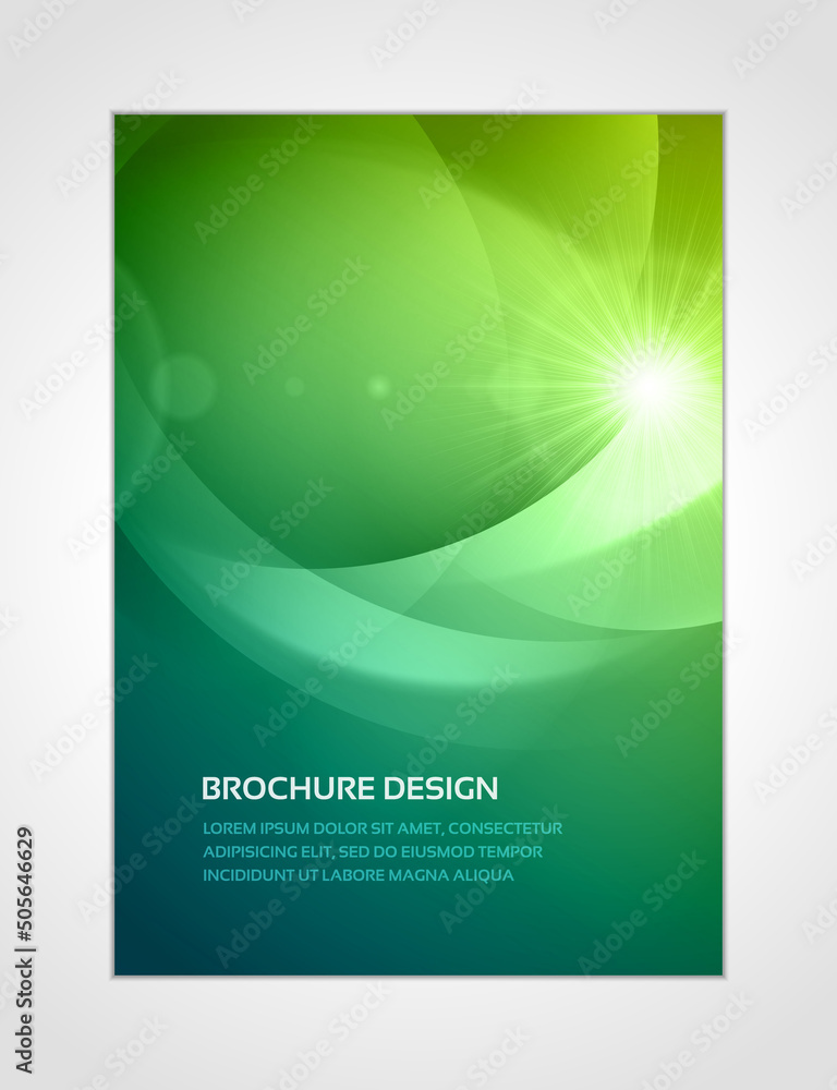 Fotografie Green gradient smooth wave star glare explosion brochure design realistic template vector illustration