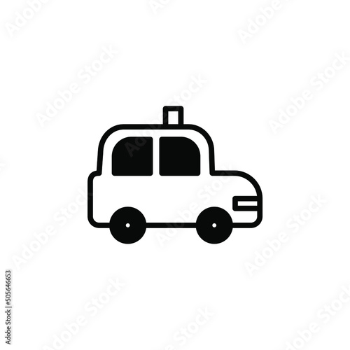 Cab  Taxi  Travel  Transportation Solid Line Icon Vector Illustration Logo Template. Suitable For Many Purposes.
