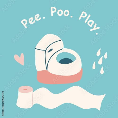 Potty training and hygiene concept. Vector nursery poster for kids.