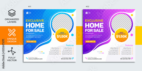 Home For Sale - Real Estate Post - Social Media Post Template Design - Square Post Templates
