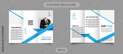 Foldable white and blue brochure for business