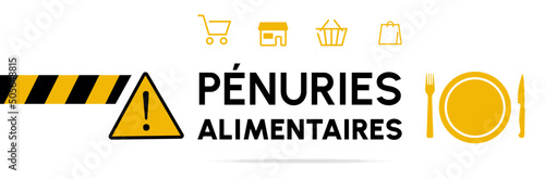 Pénuries alimentaires - Bannière avec titre et illustrations vectorielles