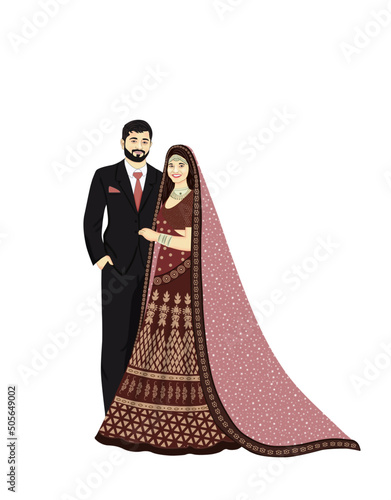 Fototapeta bride and groom in wedding dress Indian style