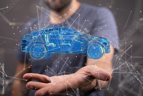 Autonomous car with HUD gra...