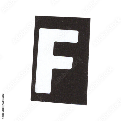 letter f magazine cut out font, ransom letter, isolated collage elements for text alphabet. hand made and cut, high quality scan. halftone pattern and texture detail. newspaper and scraps