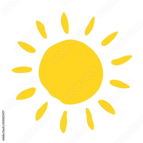 Happy summer sun symbol hand painted with paint brush
