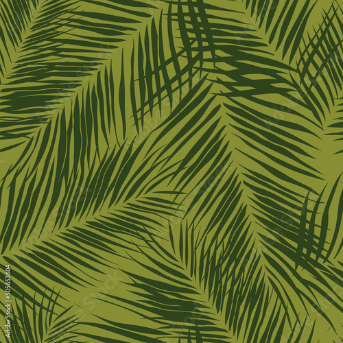 Beautiful tropical leaves branch  seamless pattern design. Tropical leaves background. Trendy Brazilian illustration. Spring and summer design for fabric  prints  wrapping paper and prints