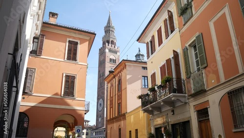 Cremona, Lombardy, Italy - May 2022 Duomo Main Square , cathedral and torrazzo brick tower photo