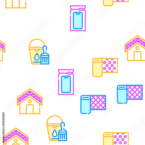 Waterproof Material Collection Vector Seamless Pattern Color Line Illustration photo