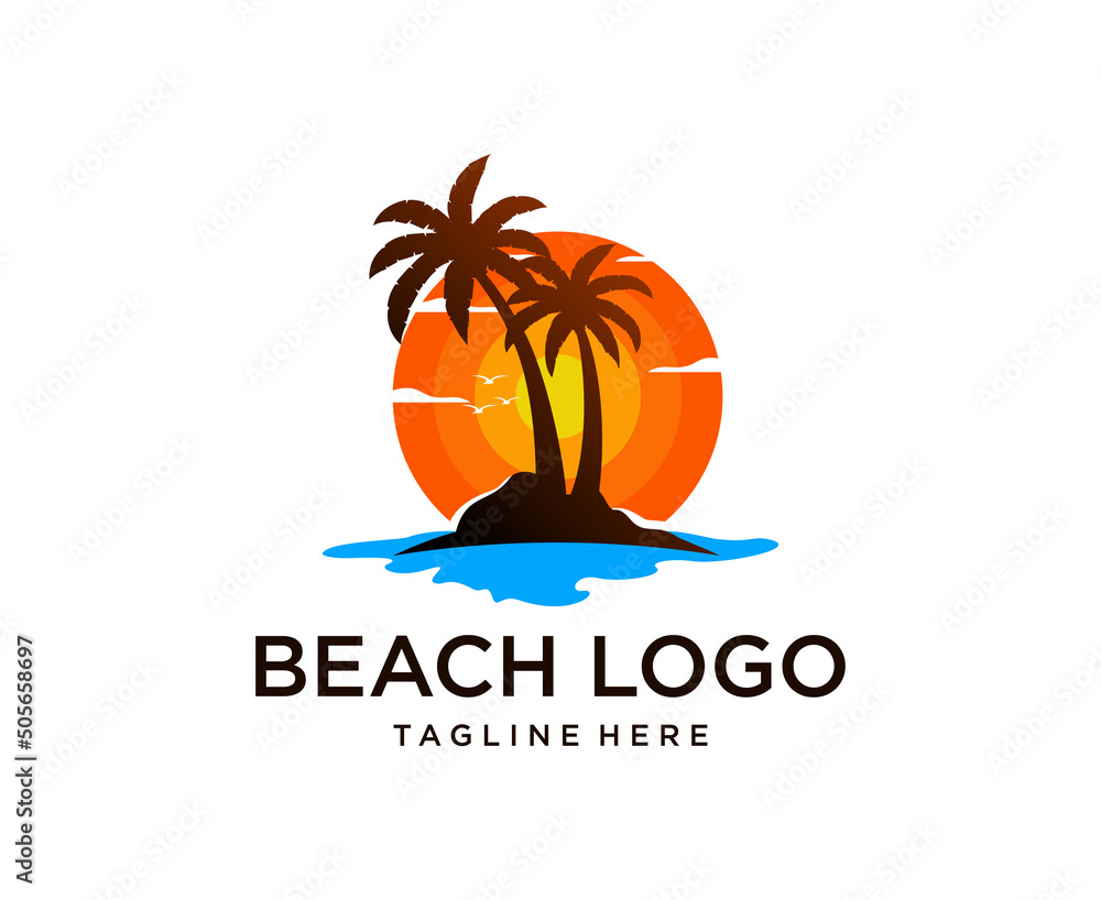 Beach logo design Vector design inspirations