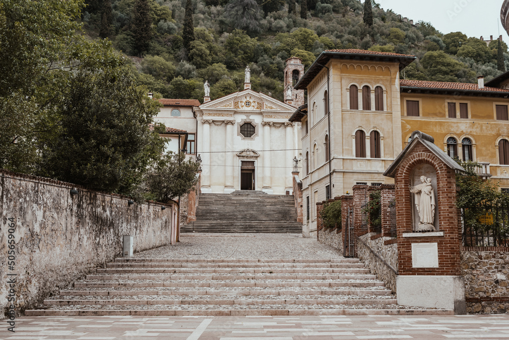 View of the Carmini Church in Marostica, Vicenza, Veneto, Italy, Europe