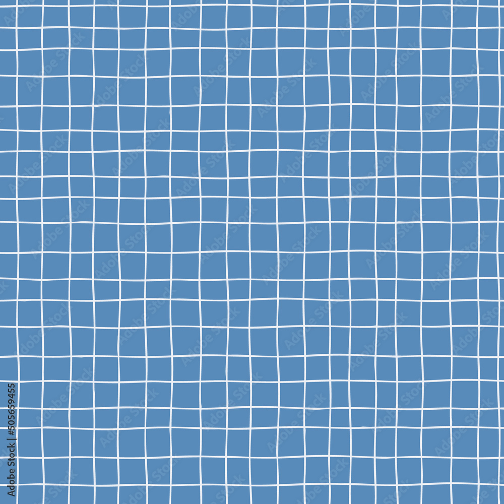 Seamless checkered repeating pattern with hand drawn grid. Blue plaid background for wrapping paper, surface design and other design projects Seamless checkered repeating pattern with hand drawn grid. Blue plaid background for wrapping paper, surface design and other design projects